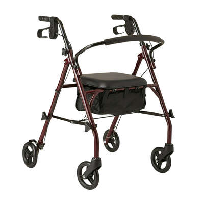 Foldable 4-Wheel Steel Frame Rollator Walker Mobility Aid