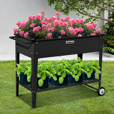 Garden Bed Raised 108.5 x 50.5 x 80cm Galvanized Steel  Black