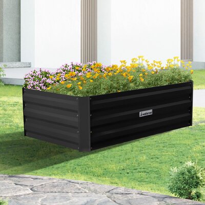 Garden Bed 100 x 60 x 30cm Galvanized Steel - Black