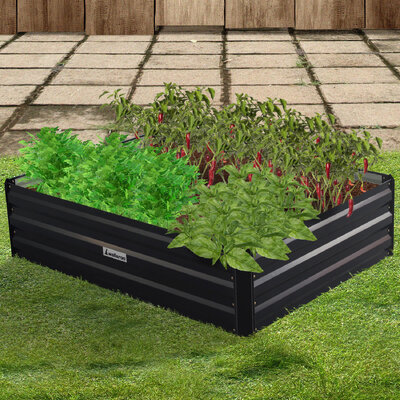 Garden Bed 120 x 90 x 30cm Galvanized Steel - Black