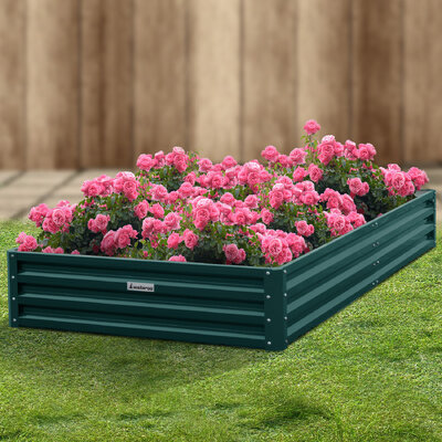 Garden Bed 240 x 120 x 30cm Galvanized Steel - Green