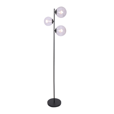 3-Light Black Metal Floor Lamp