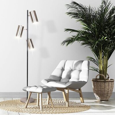 3-Shade Metal Floor Lamp Nickel & Matte Black Finish