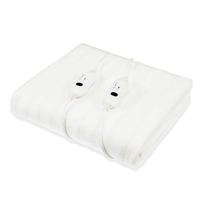 Heated Electric Blanket Queen Fitted Polyester - White