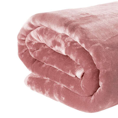 600-GSM Mink Blanket Queen Double-Sided Soft Plush Faux Throw Wine Pink