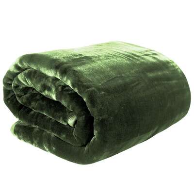 800-GSM Mink Blanket Queen Double-Sided Soft Plush Faux Throw Green