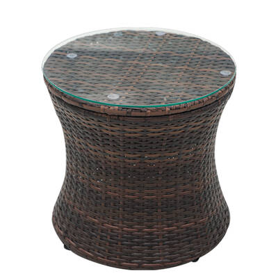 Rattan Outdoor Cooler Table Mini Bar Coffee Ice Cool