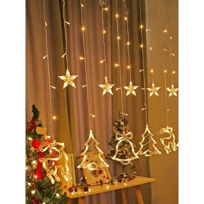1pc Christmas Tree & Bell Design Hanging Decorative Light