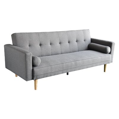 3 Seater Linen Sofa Bed Couch with Pillows - Light Grey