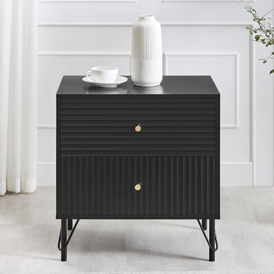 Black Bedside Table Drawer Nightstand