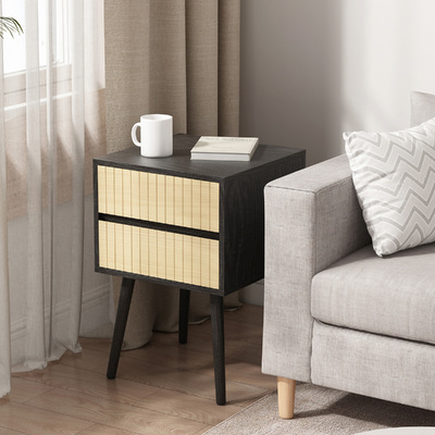 Black Nightstand Versatile Bedside Table
