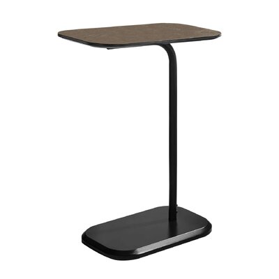 Oak Beveled Edge C-Shaped Side Table